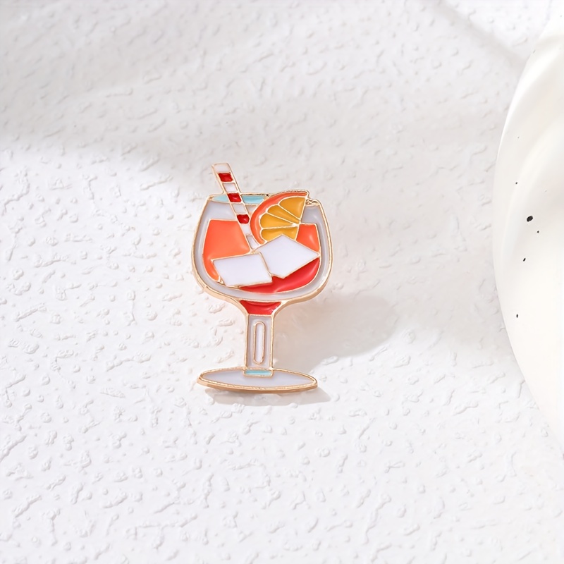 Image of Cute Cartoon Cocktail Drink Badge Lapel Bag Jacket Daily Outfit