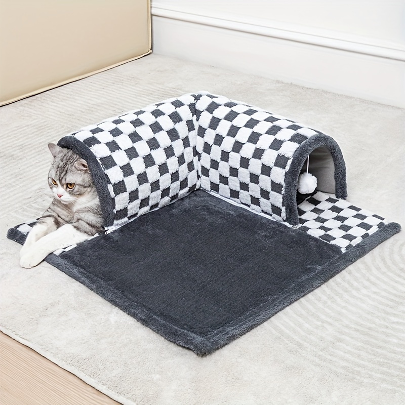 

Soft And Cozy Classic Style Polyester Fiber Cat Tunnel Bed, Play And Sleep 2-in-1 Cat Sofa, Suitable For Small To Large Cats, All-season Cat House & Condo