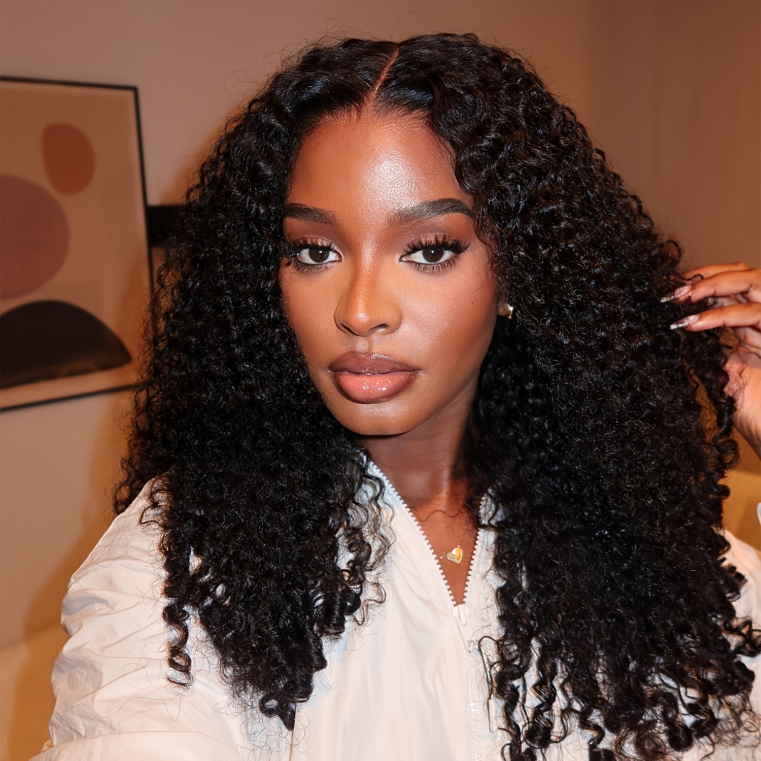 Image of Curly Glueless Wigs Human Hair Pre Cut 200% Density Drawstring Wig Human Hair Hd Lace Glueless Wig For Women And Not Easy To Fall Off