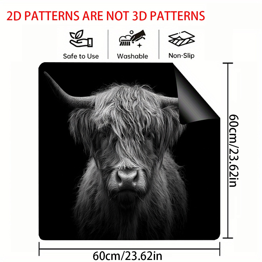 TEMU 1pc, 2d Flat Design, Stove Protector Pad Featuring Scottish Highland Cows, Ideal For Coffee Stations. Versatile Use For Ovens, Washers, Dryers,