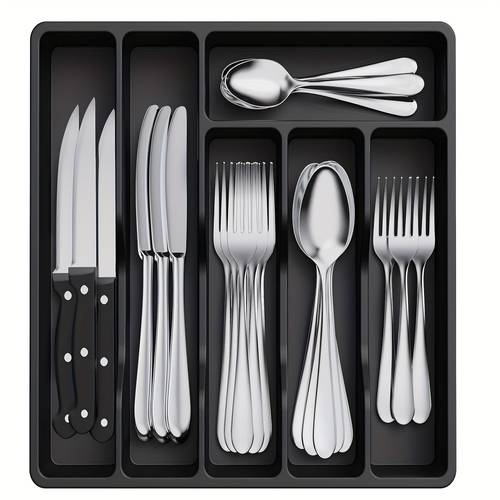 thin drawer organizer box spoon fork knife holder box cutlery tray divider kitchen utensil storage divider large capacity kitchenware storage box multi slot partitioned organizer rack silverware drawer storage tray plastic cutlery storage