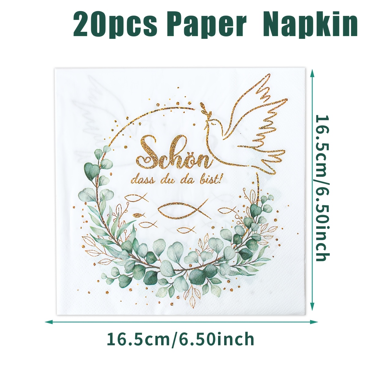 TEMU 20 Stück, Serviette, Eucharistie-Serviette, Schon Dass Du Da Bist deutsches Papiertaschentuch, Einweg-Kommunionsservietten, Kommunionsservietten