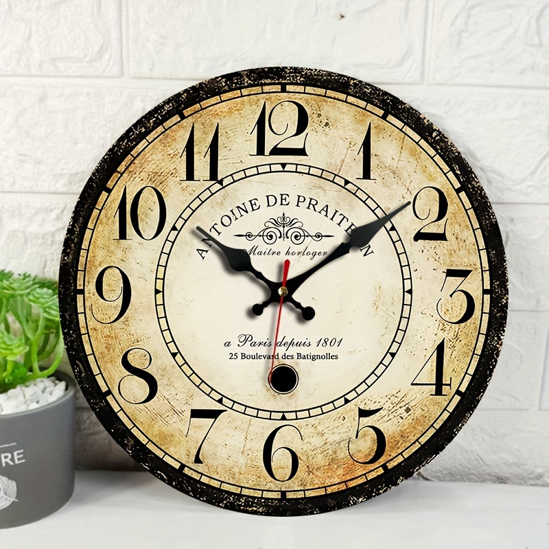 

1ps, European Retro Large Old Round Hanging Clock, Used For Home Decoration Gift Wall Clock