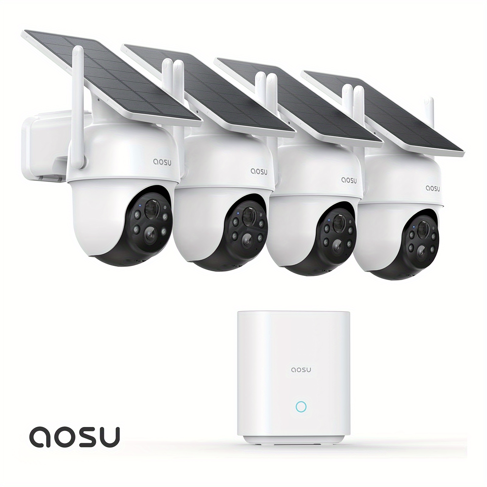 

Aosu 2k Security Cameras Outdoor Wireless, 4 , No Subscription, Solar-powered, Home Security Cameras System With 360° Pan & Tilt, Auto Tracking, Color , 5g & 2.4g Wifi