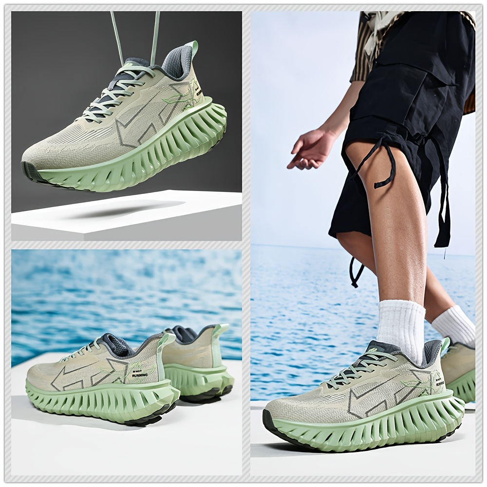 Men'S Technology Carbon Board Running Shoes | Breathable Athletic Sneakers with Cushioned Shock Absorbing EVA Chunky Sole, Casual Sporty Look, Slip-resistant Wear-resistant All-Terrain Grip for Gym, Jogging, Marathon - Running & Work Out Training Sh