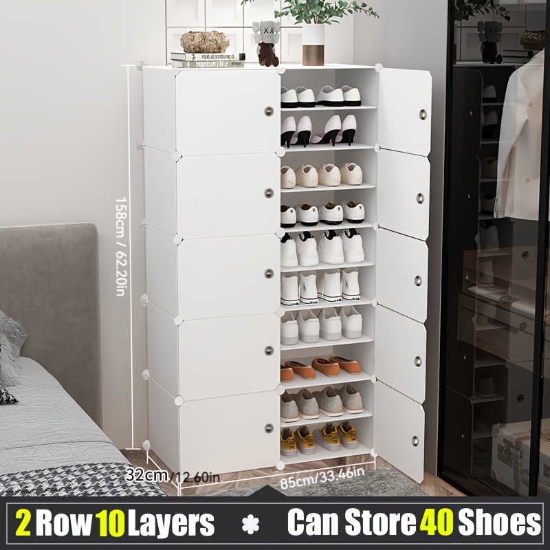 TEMU 1/2/3 , 4/6/8/10 Layers Expandable Plastic Shoe Rack, Portable Storage Cabinet For Boots, Slippers, And Shoes, Large Shoe Cabinet, Shoe Rack,