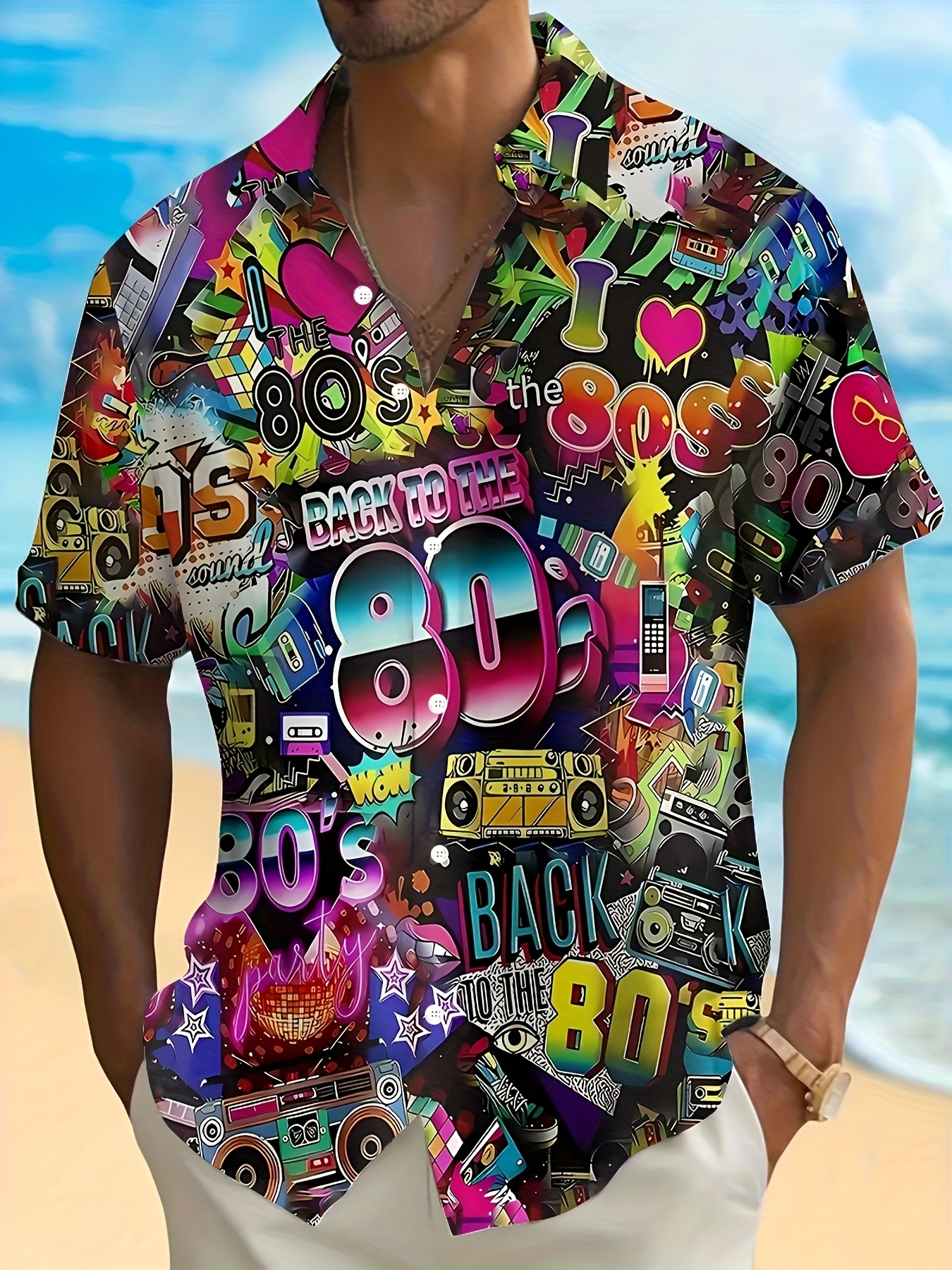 chemise homme rétro années 80 imprimé 3d vintage thème Temu