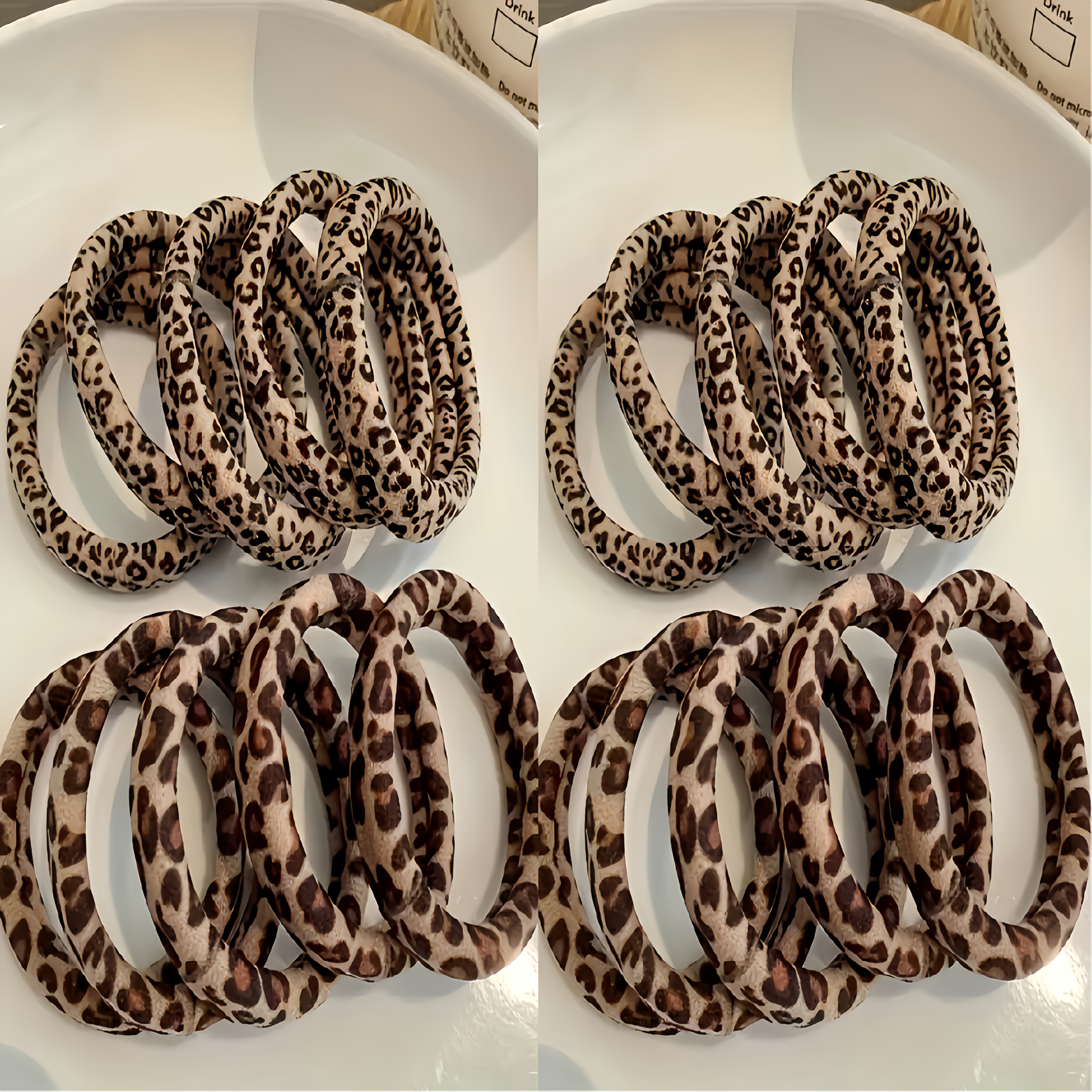 E-shop 20 Stück Haargummis im Boho-Retro-Leopardenmuster, einfache, hochelastische Handtuchringe im Basic-Stil, Haargummis ohne Haarschäden, geeignet
