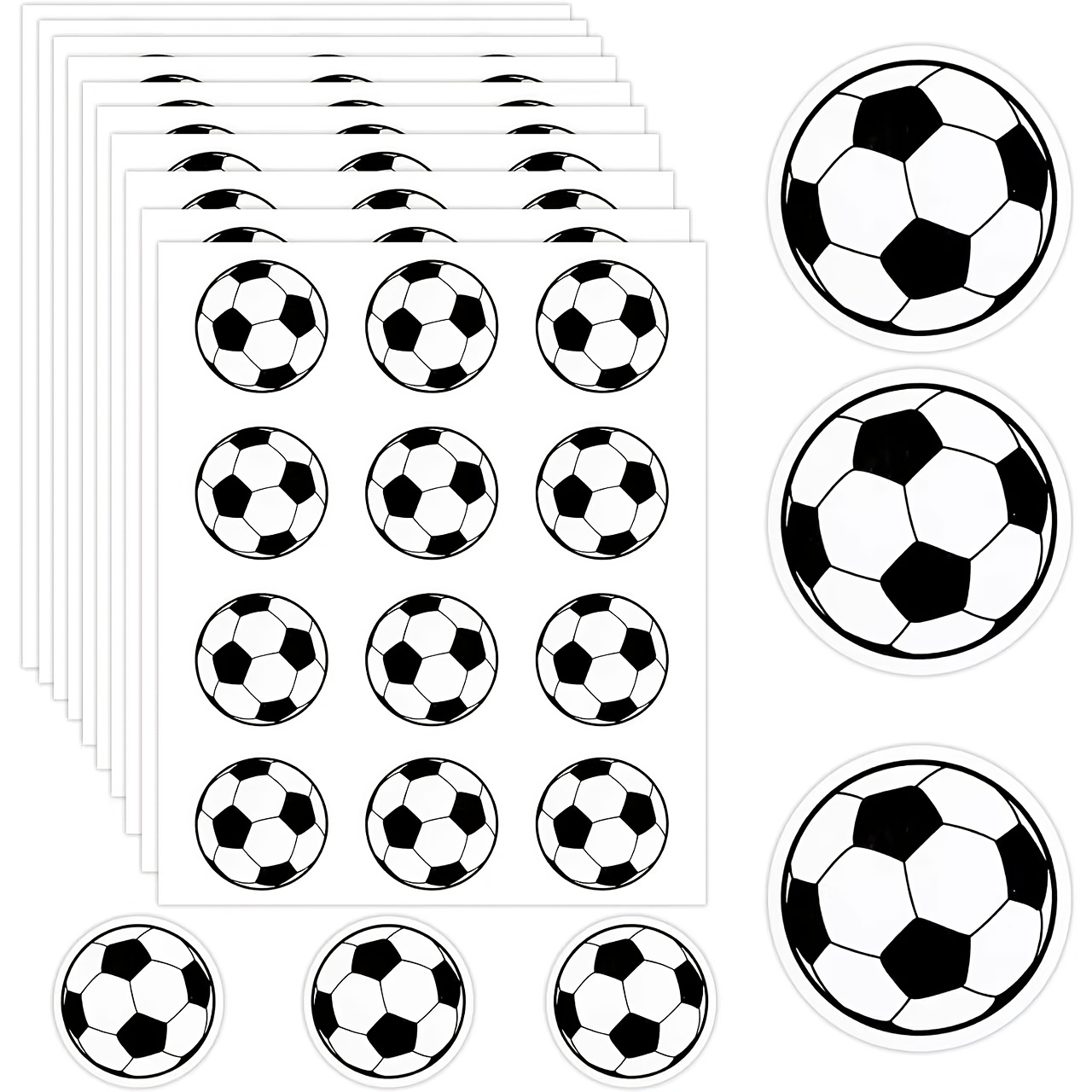 E-shop 10 Blatt pro Packung, 120 Aufkleber pro Packung, 1,18 Zoll pro Aufkleber, Fußball Deko Atmosphäre Etiketten Aufkleber, Fußball Party Etiketten