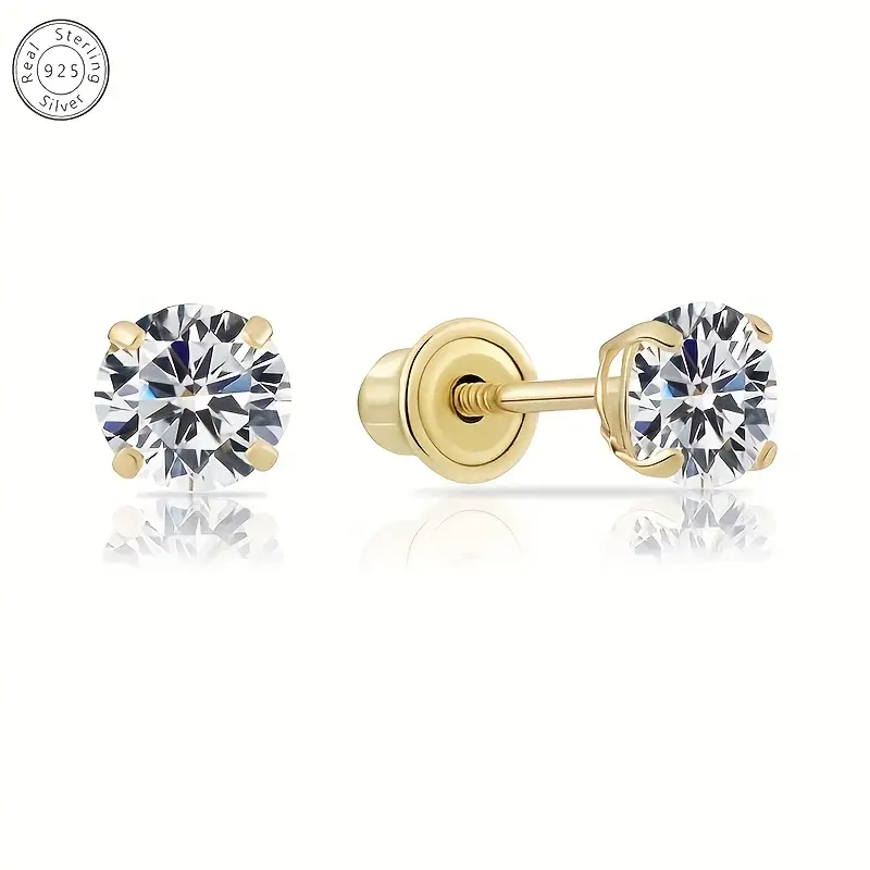 a pair of 925 silver 4mm moissanite earrings suitable for   men and women anti allergic material suitable for     with a   box Product details 2