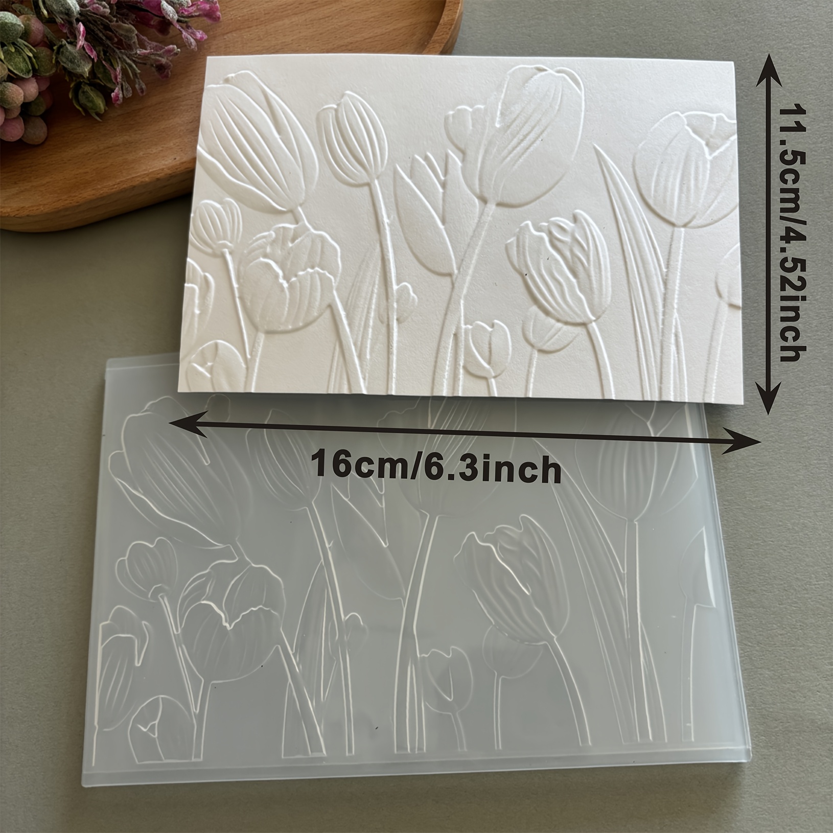 3d Embossed Folder - Tulip , Transparent, Plastic Card Making Supplies Album Wedding Paper Crafts Home Decoration