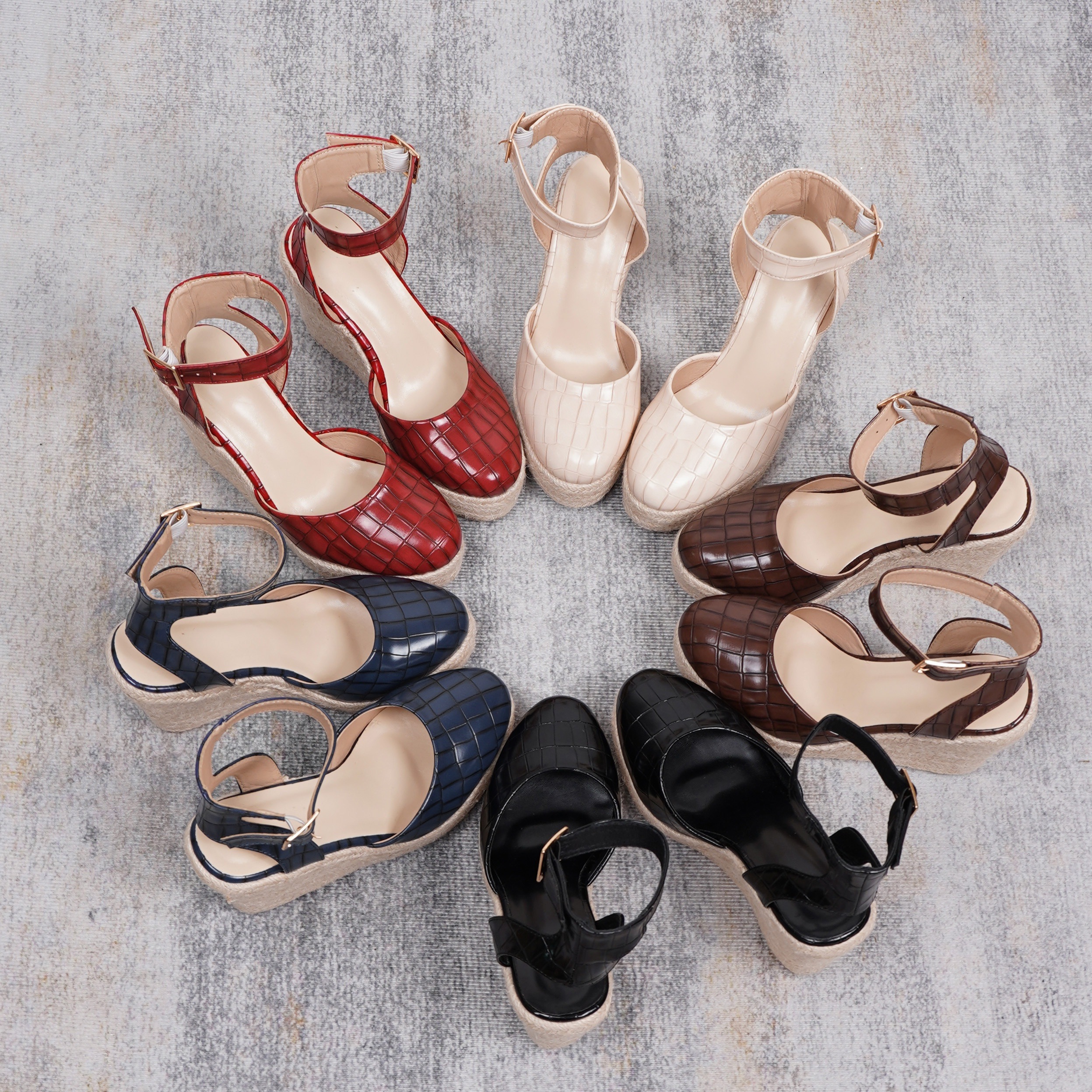 Women's Floral Pattern Wedge Sandals, Open Toe Platform Ankle Strap  Sandals, Women's Footwear