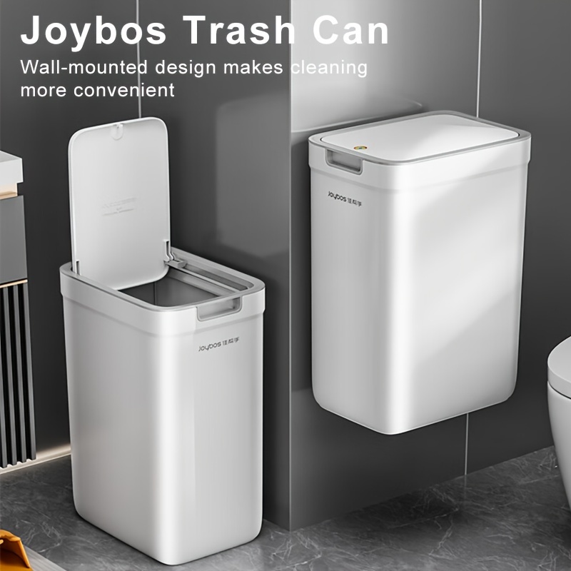 

Joybos -mounted Trash Can Lid - Button , Odor-sealing, -saving, Plastic Rectangular Trash Bin For Kitchen, Bathroom, Dorm - No Needed