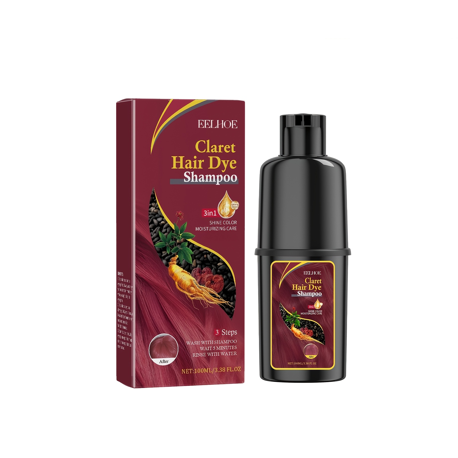 Burgundy Hair Dye & Shampoo: Moisturizes And Nourishes Your Hair While To Color And Change Your Look . Enjoy Convenient Hair Coloring And Styling, Along With Care.halloween And Christmas Gifts