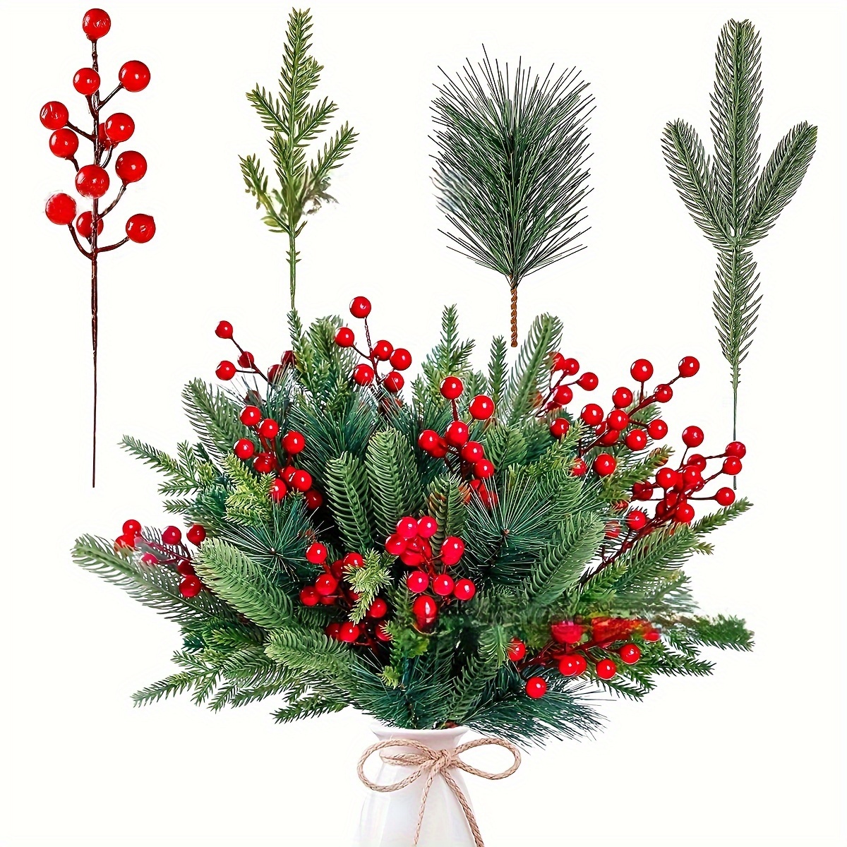 32 Mixed Artificial Pine Needles And Combination Artificial Plant Holiday Decorations