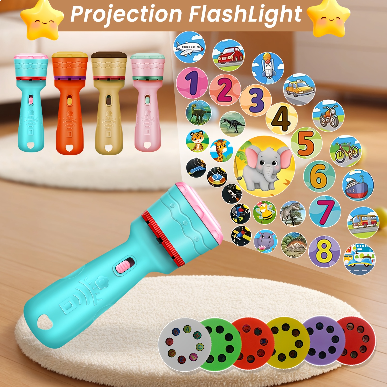 Educational Projection Toy with 6 Cards Featuring 48 Patterns