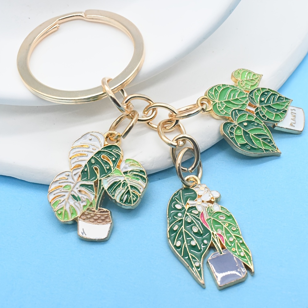 Image of Potted Plant Keychain, Creative Diy Succulent Potted Plant Key Pendant, Oil Plant Key Accessories, Gifts For Plant Lovers, Gifts For Relatives, And Girlfriends, Suitable For Bags, Key Pendants.