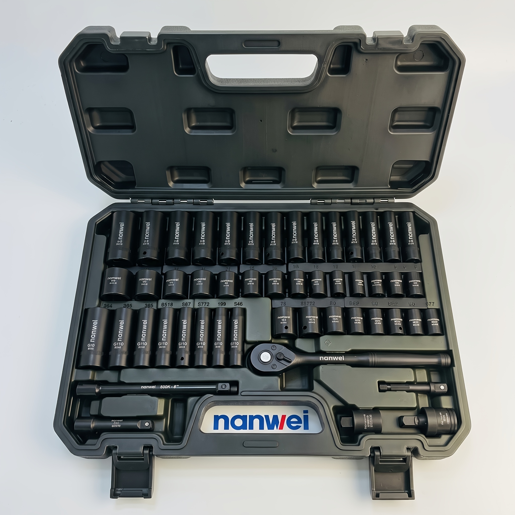 TEMU 50pcs Impact Socket And Wrench Tool Set, 3/8" Drive, , With Ratchet Handle, Standard Sae (5/16 To 3/4") And Metric (8-22mm) Sizes, Impact Grade,