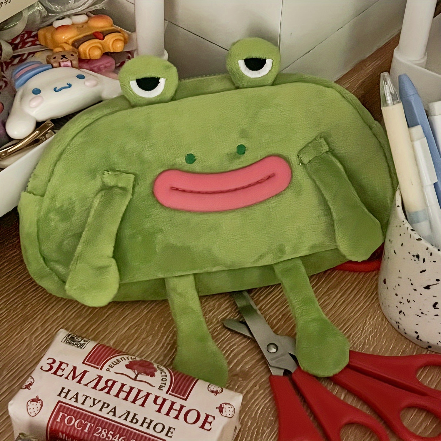 

Frog Plush Handbag Ins Ugly Cute Student Large Capacity Storage Bag Creative Funny Coin Purse