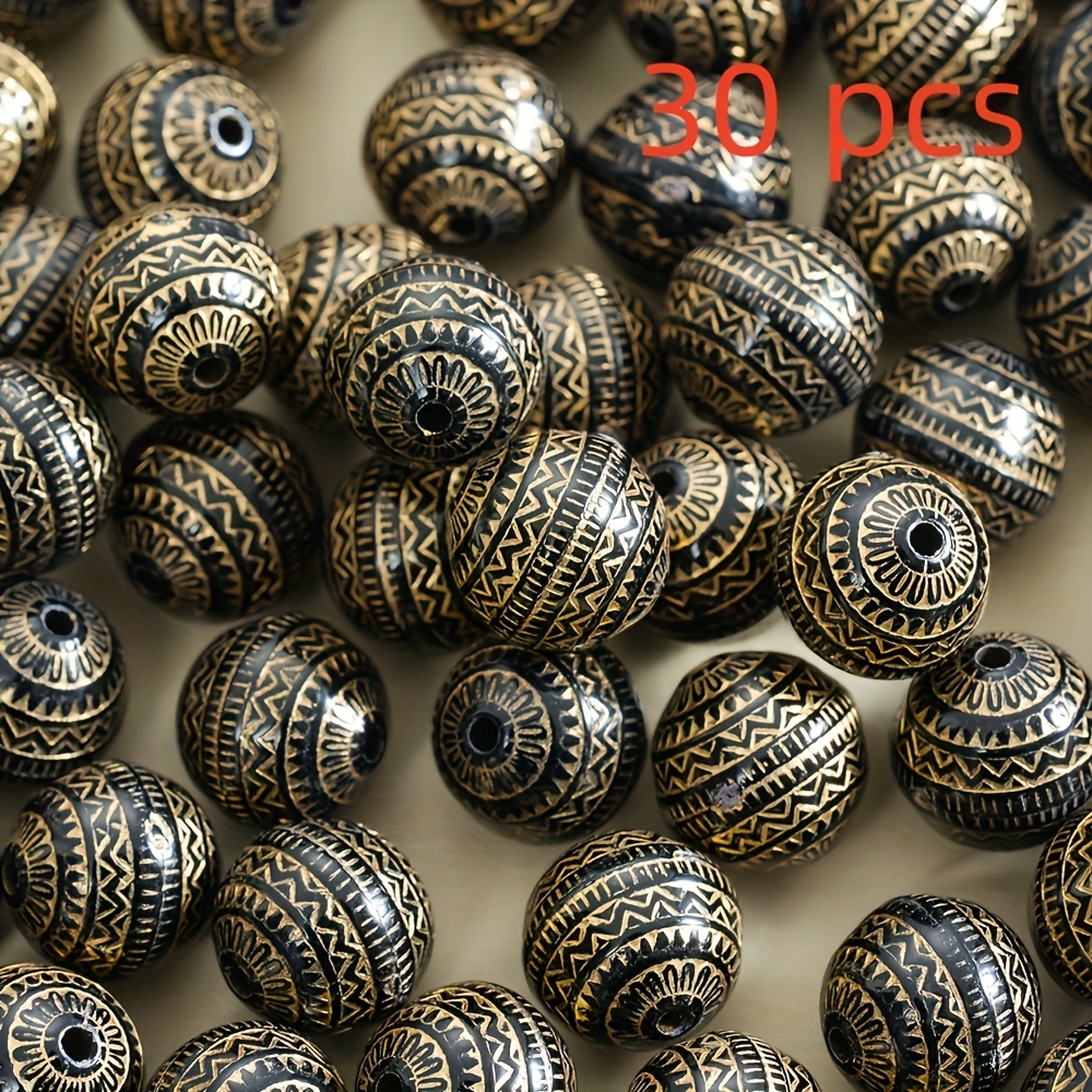 TEMU Retro Baroque Style Acrylic Beads 11.5mm, Pack Of 30, Suitable For Jewelry, Keychains, Bracelets, Necklaces, Mobile Phone Pendants And Handbag