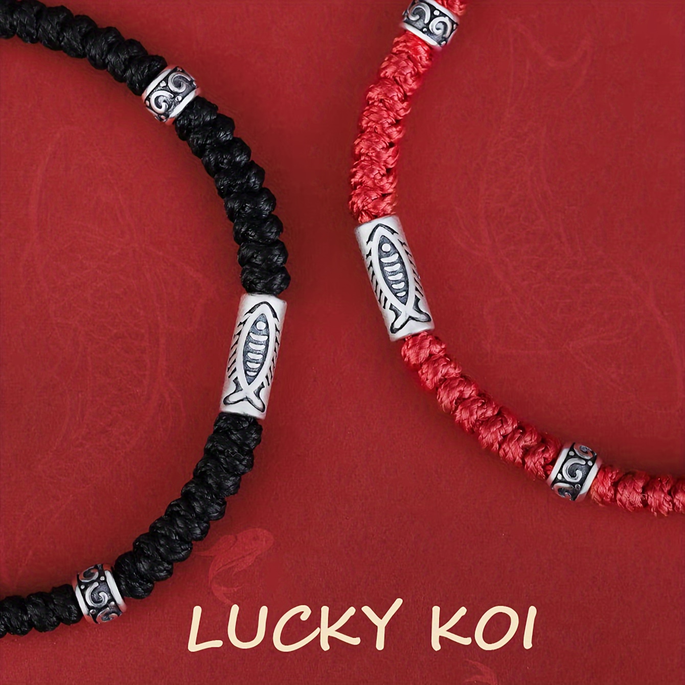 

1pc Bracelet Koi Porte- en Corde Noire/Rouge pour Couples, Bracelet pour Femmes et Hommes