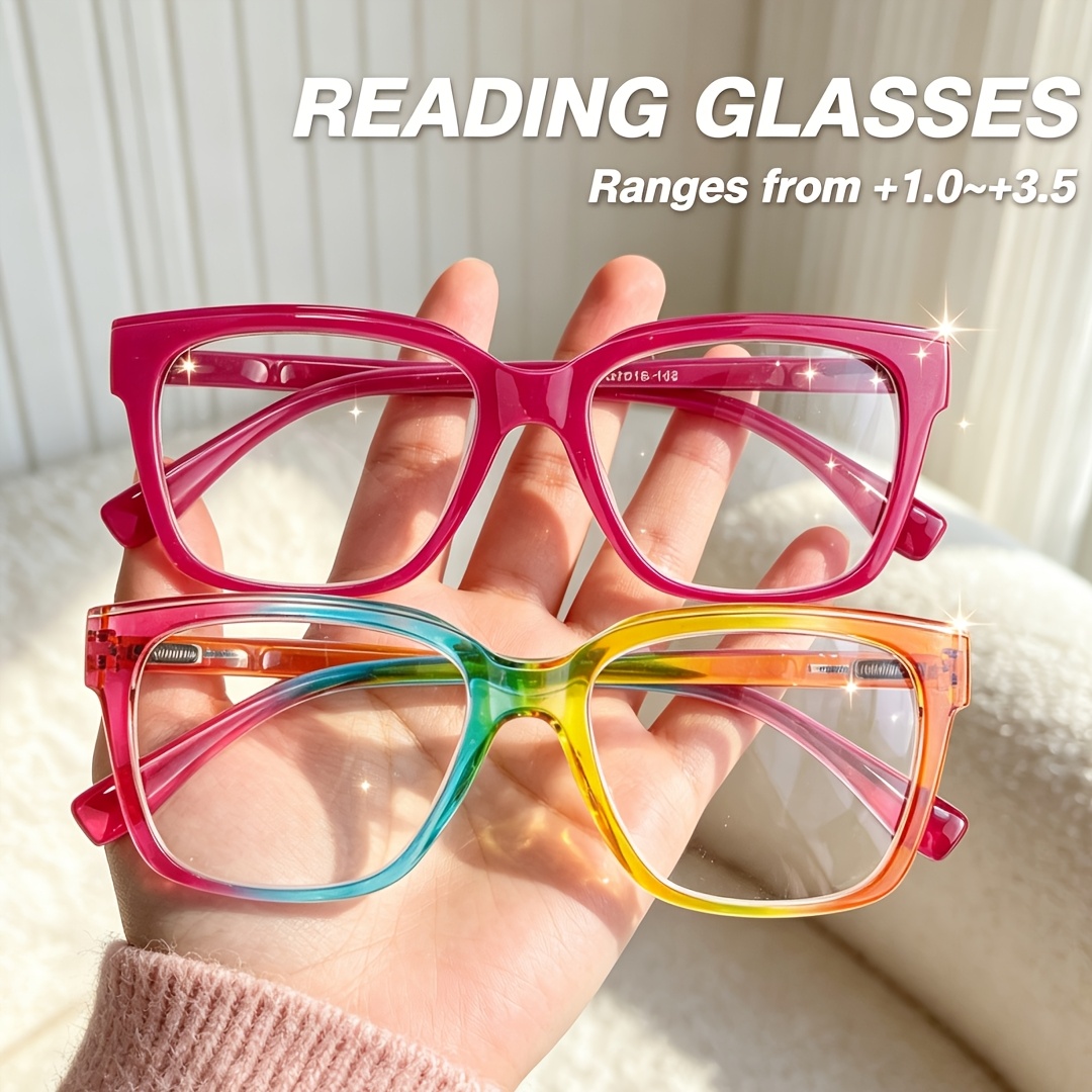 2pcs Fashion Square Ladies Reading Glasses Set