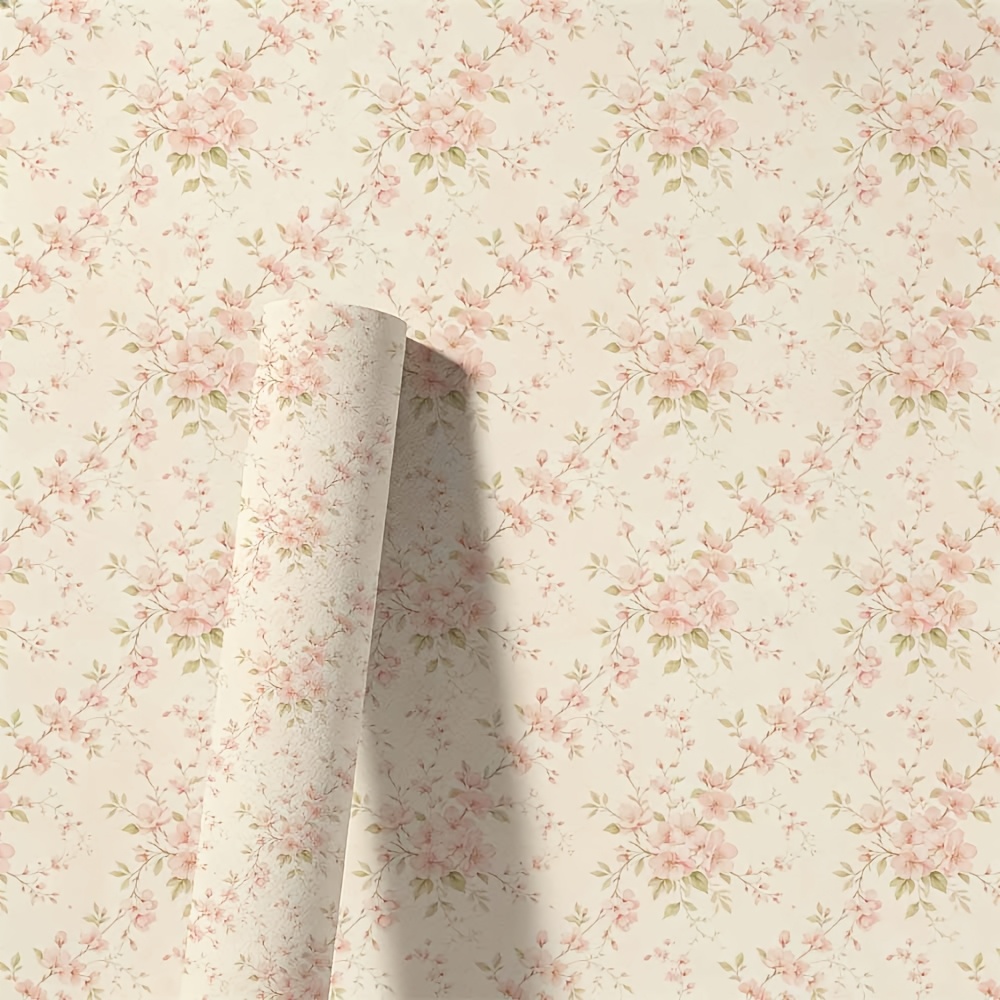 TEMU 1 Rouleau de Papier Peint Imprimé Rétro à Fines , Fond et de 0,24 mm d'Épaisseur, Facile à Décoller et à Coller, Style Papier à Lettres -