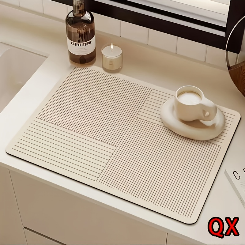 TEMU Tapis de séchage géométrique - Tapis antidérapant et absorbant pour machine à café, convient pour et de bain
