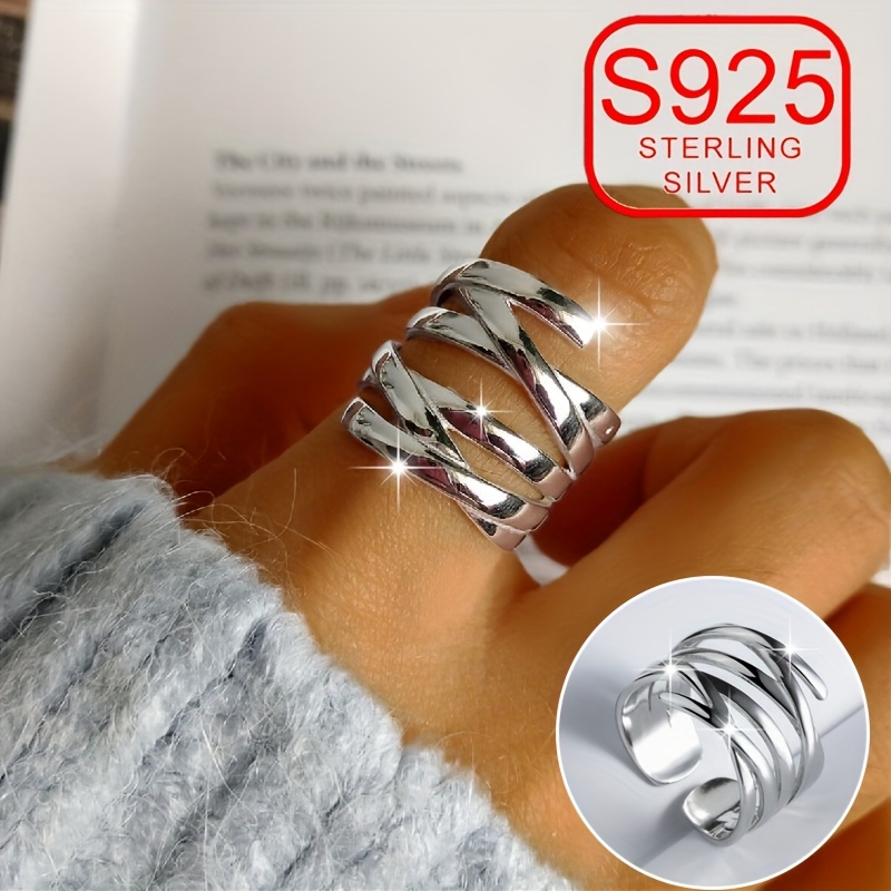 TEMU 1pc Stylish 925 Sterling Silver Designed For Women, Featuring A Geometric Cross Pattern, Hypoallergenic , Use, Weddings, Beach Holidays,