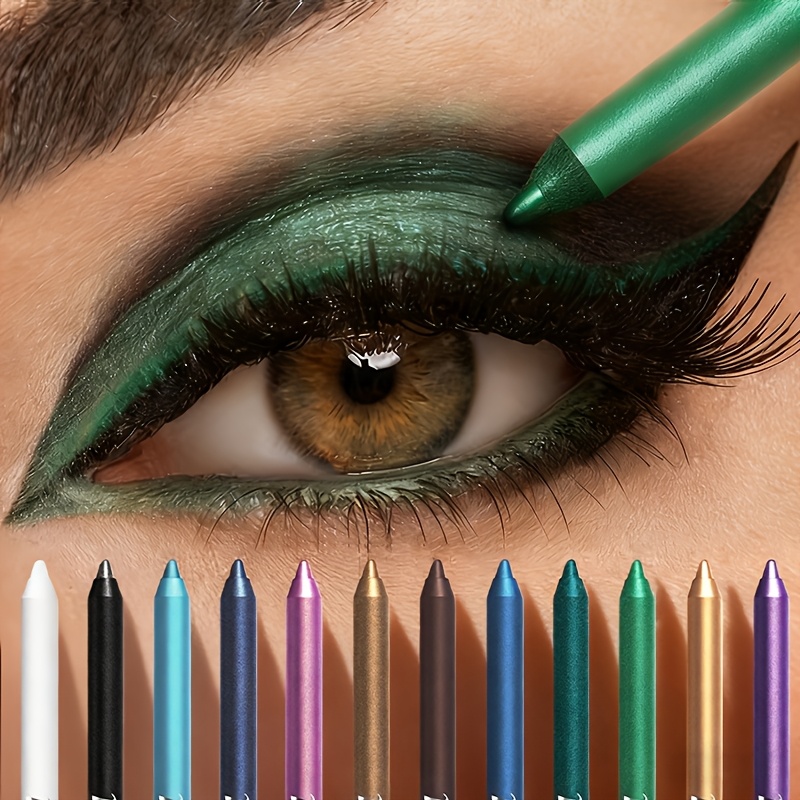 TEMU 12-color Colored Eyeliner Pencil Set, Accompanied By 2 Sharpeners! Diverse Colors, Easy To Apply, Must-have Eyeliner Gel Pen For Stage Makeup,