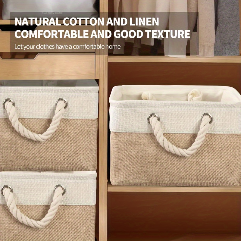 

Solid And Linen Portable Foldable Storage Basket, Quilt Fabric Storage Box, Dust-proof Storage Basket