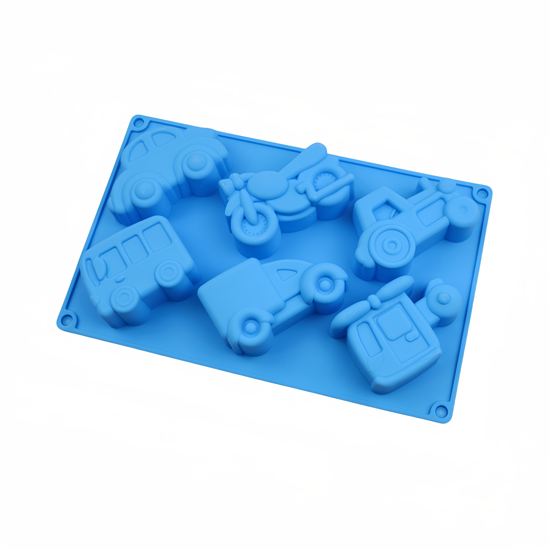 Image of 6- Silicone Mold For Soap, Candles & Crafts - Car, Airplane, Motorcycle Shapes - Diy Coloring Plaster Decorations