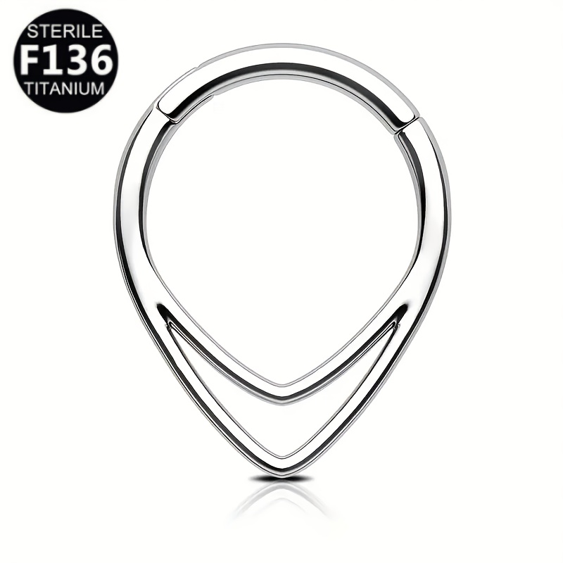 1pc F136 Titanium 16g Double Hoop Hinge Triangular Septum Ring Double Layer V-shaped Nasal Septum