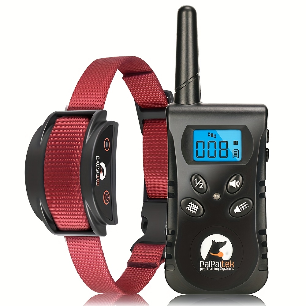 papateq4k rechargeable dog training collar with remote   vibration only 1600ft range   for small to large dogs 5   red   long   humane training   training dog collar 0