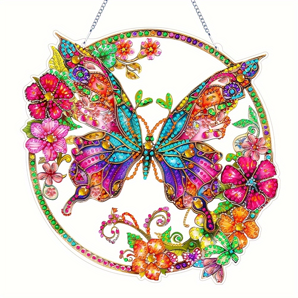 

Acrylic Diamond Painting Kit - Animal Themed Butterfly Suncatcher With Irregular Shaped Diamonds, Decorative Acrylic (pmma) Window Hanging Art For Home Decor