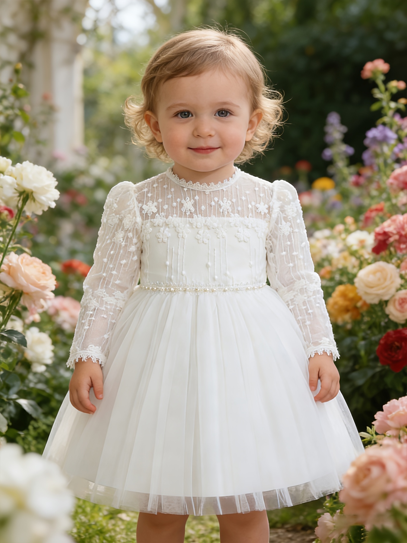 babys 1st birthday dress cute embroidered pearl decorated - Temu Bahrain