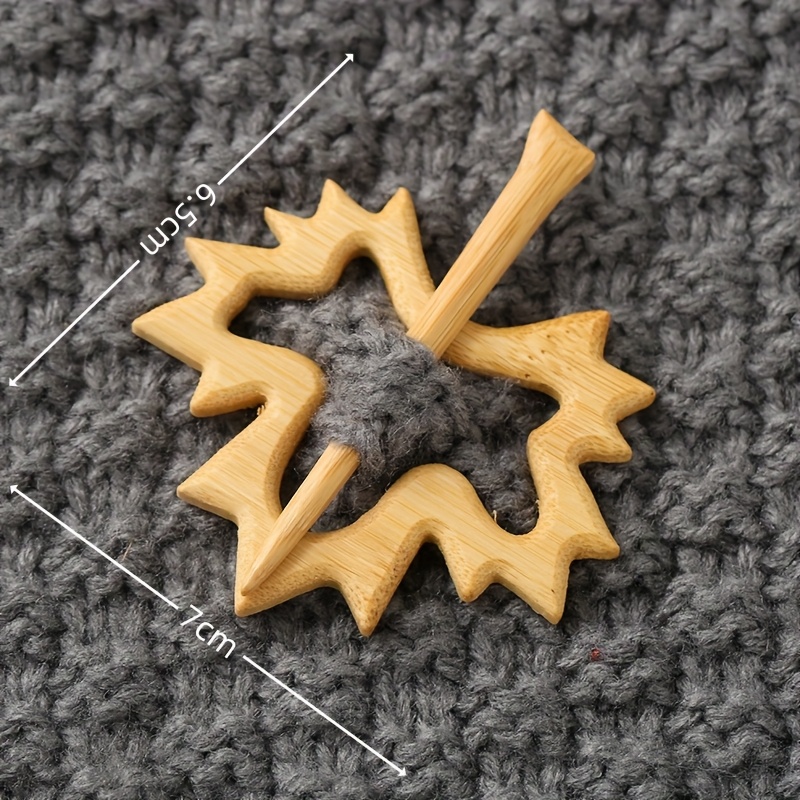 TEMU 1 Broche en bois mignonne, boucle de foulard, applicable en toutes saisons, convient pour la décoration de vêtements, de sacs et de chapeaux