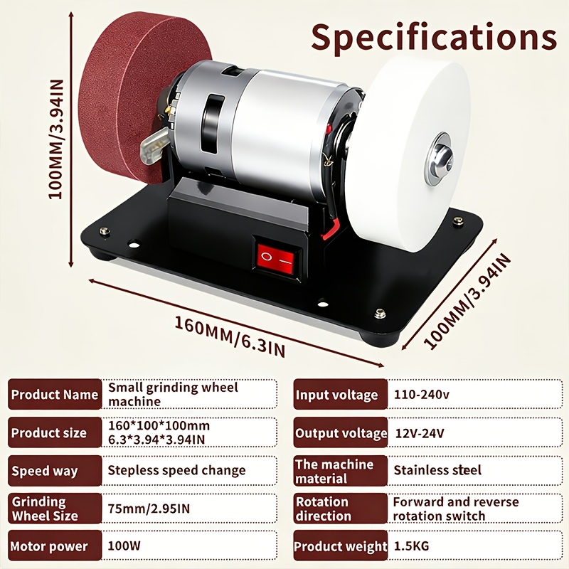 Mini Electric Drum Sander with Variable Speed-Compact Knife Sharpener And Polisher for Knife Making, Woodworking And Metalworking, And Crafts