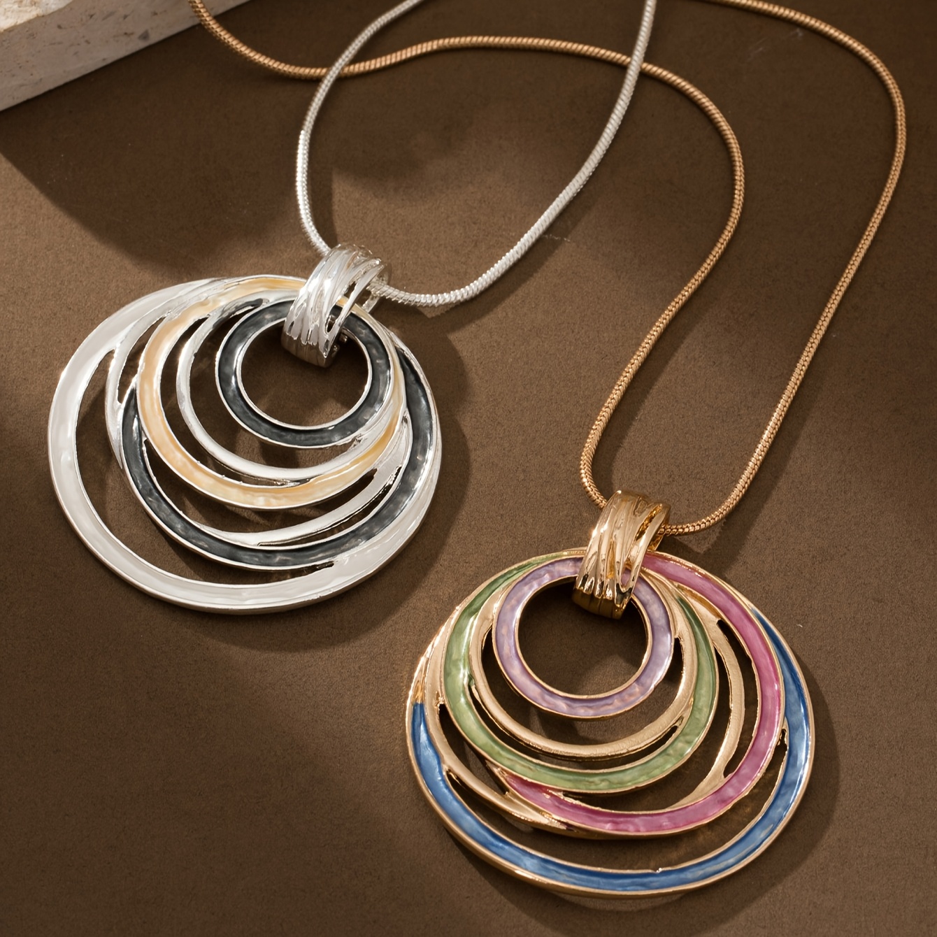 Vintage Boho Zinc Alloy Enamel Pendant Necklace