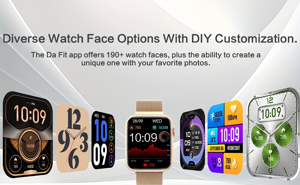 Unisex Smartwatch, 1.9-Inch AMOLED HD Touch Screen, DA GPT AI Fitness Tracker Watch, Supports Wireless Calls/Message Reminders, AI Dials, Smart Voice, Remote Camera, Sitting Reminder, Water Drinking Reminder, Music Control, Alarm Clock, Timer, Health Monitoring Tracker That Can Set Date And Time on The Watch, Suitable for Men And Women, Is The Best Gift for Family/Friends/Relatives, Birthday Gift, Holiday Gift, Christmas Gift