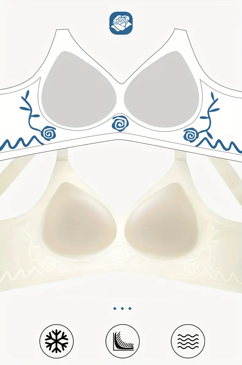 4pcs womens bras seamless wire free push up with bunny ear design anti sagging full coverage soft ice silky fiber fabric non removable padded cups elegant everyday black beige light green white lingerie smooth texture bra Product details 3