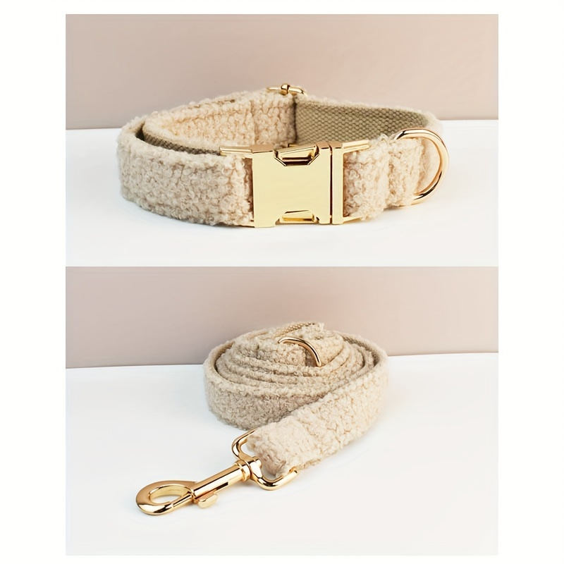 TEMU Personalized Teddy Collar Dog Leash - Soft, Comfortable And Stylish For Small To Large Breeds - For Birthdays And Christmas Free Engraving