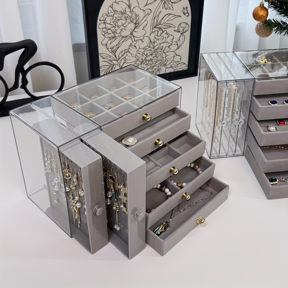 7 compartment jewelry organizer box multi layer plastic storage with secure   closure elegant octagonal design for bracelets necklaces rings earrings christmas gift for women jewelry gift box   Product details 5