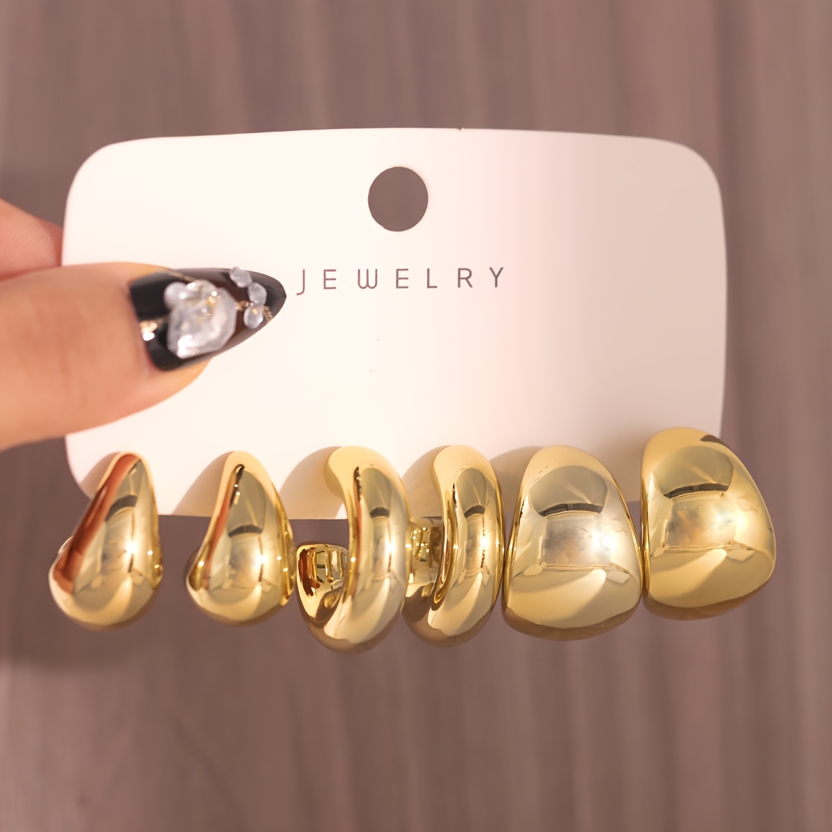 12pcs Teardrop & C Shaped Earring Set Chunky Acrylic & Iron Studs Parties Casual