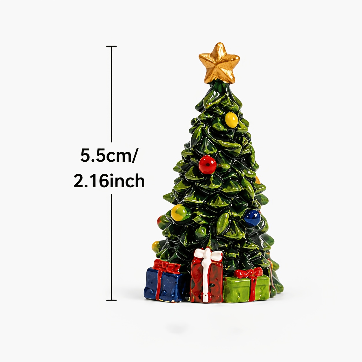 Image of 1pc Tree Decoration: Resin Figurine With Golden Stars And Box, Table Top, Fireplace, And Holiday Gifts, For Christmas, Halloween
