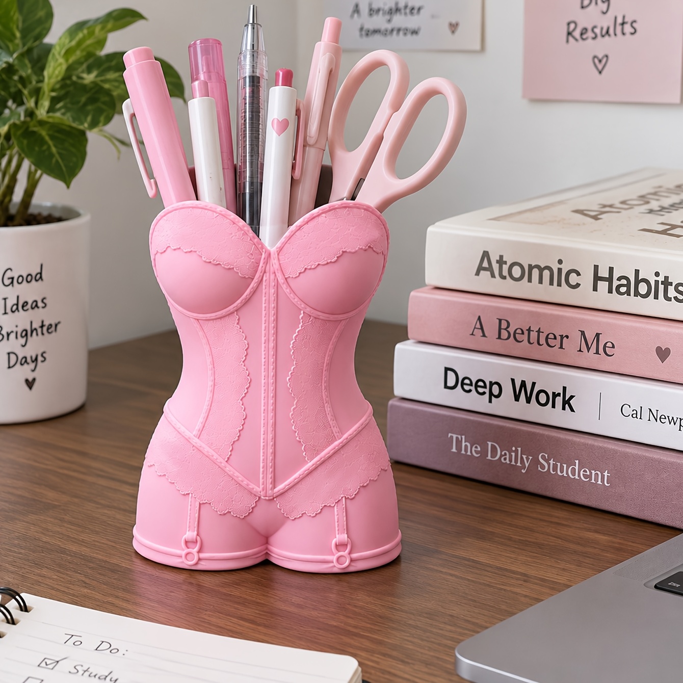 TEMU 1 pièce Porte-stylo à la taille imprimé en 3D, Boîte de rangement de papeterie de buste, Pot à crayons de bureau créatif et unique, Joli
