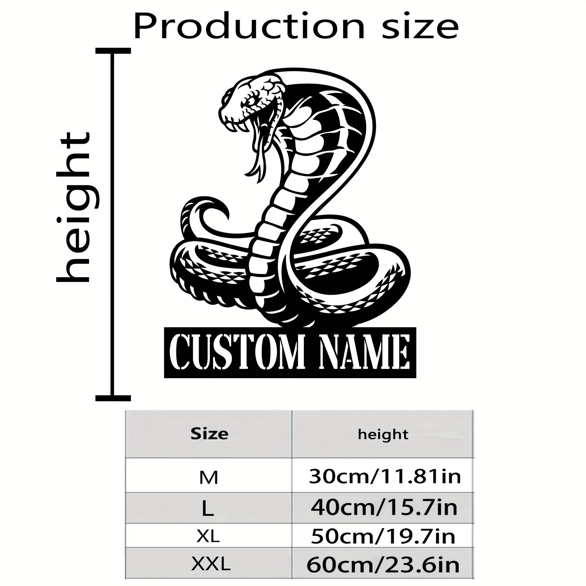 Personalized King Cobra Metal Wall Art Sign – Custom Name Decorative Plaque for Home, Office, or Gift – Black and White Snake Design with Textured Lettering, Perfect for Door, Wall, or Address Display, Snake Decor