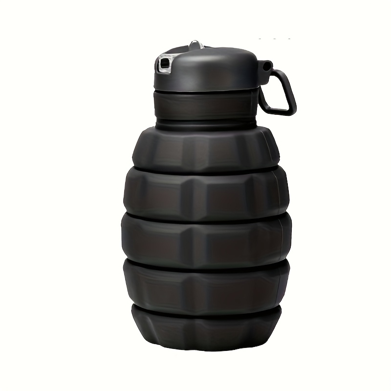 Image of 1pc Foldable Sports Water Bottle With Creative Design - Durable Silicone, , Black, Perfect For Cycling, Travel, Mountain Climbing & Self-driving, Travel Water Bottle | | Durable Silicone