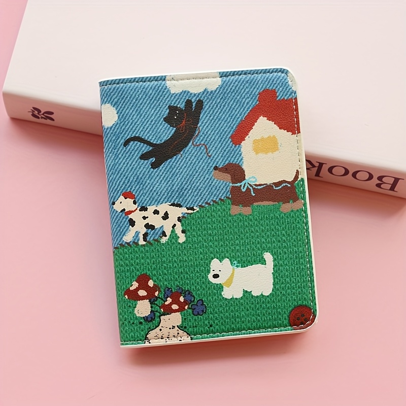 Image of Vintage Print Travel Passport Holder With Ticket Sleeve, Multi-functional Card Wallet, And Document Protector
