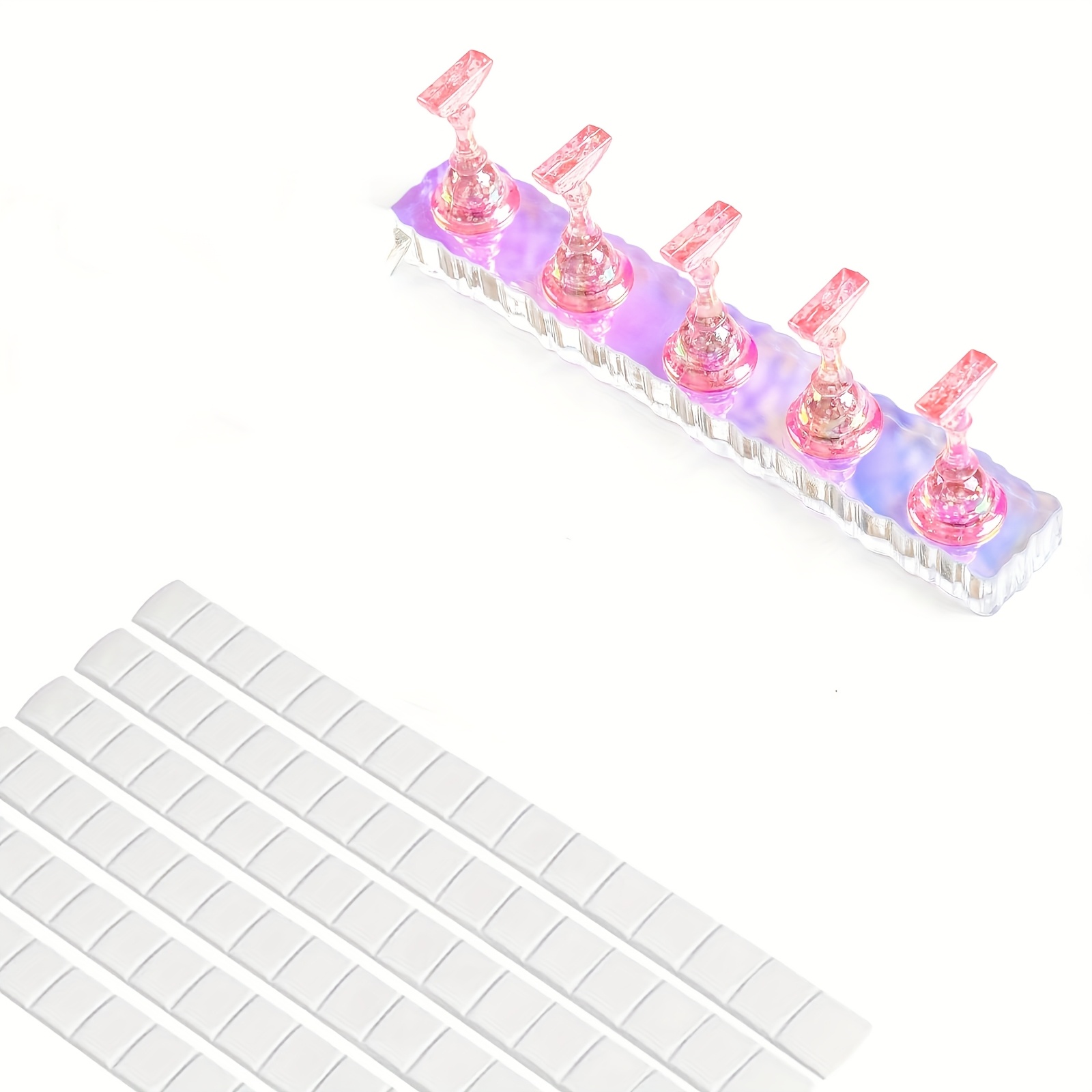 TEMU 1/2 set Portaunghie per Pittura, Supporto Acrilico per Unghie Finte -on con Adesivo Riusabile e Putty, per Manicure DIY e a Casa, per